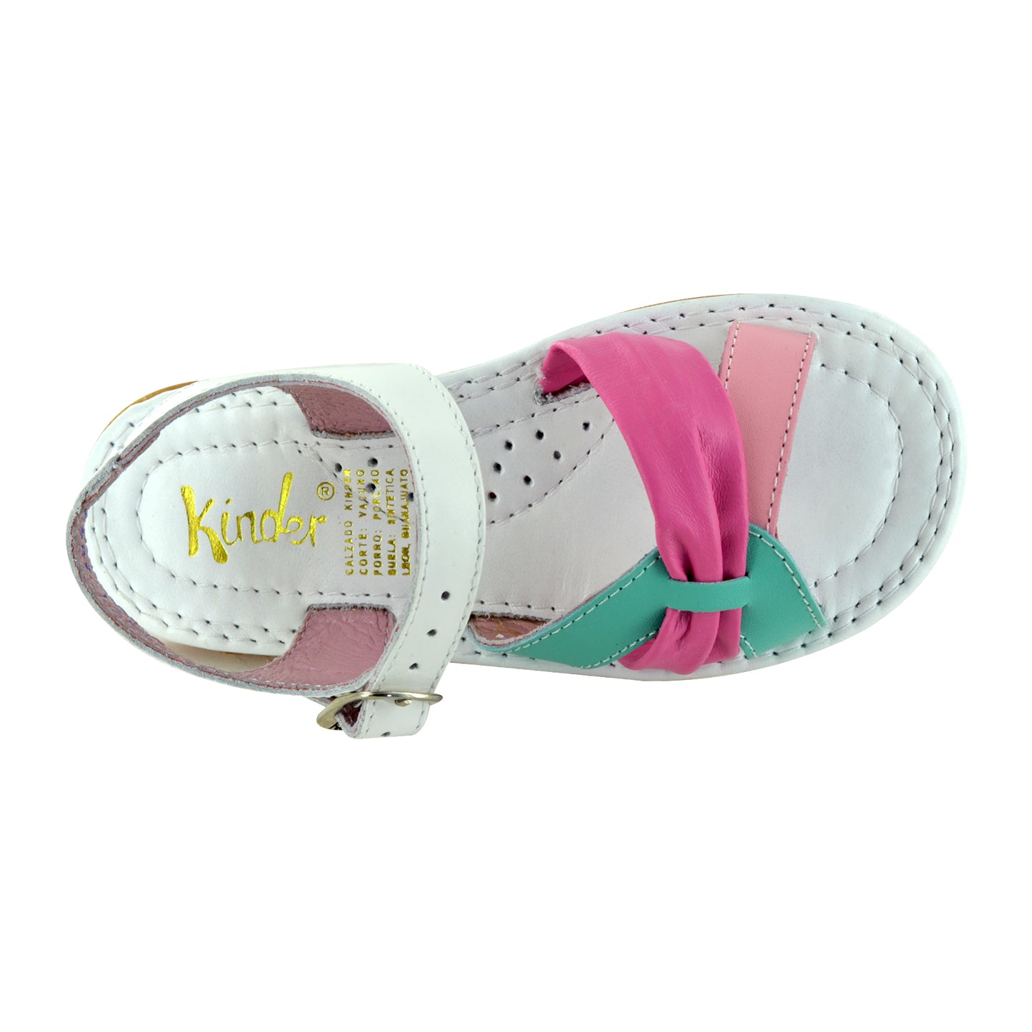 HUARACHE EN PIEL 6091 BLANCO MULTICOLOR