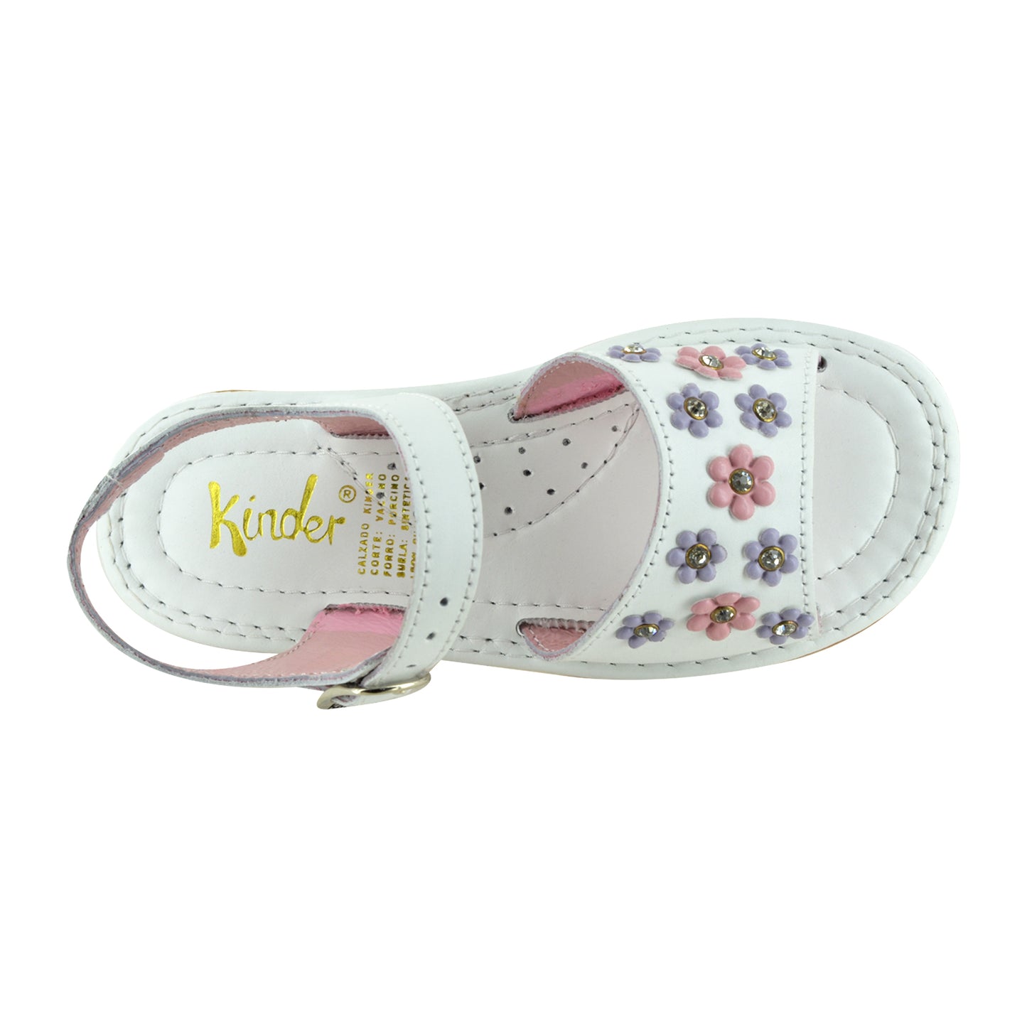 HUARACHE EN PIEL 6631 BLANCO MULTIPASTEL