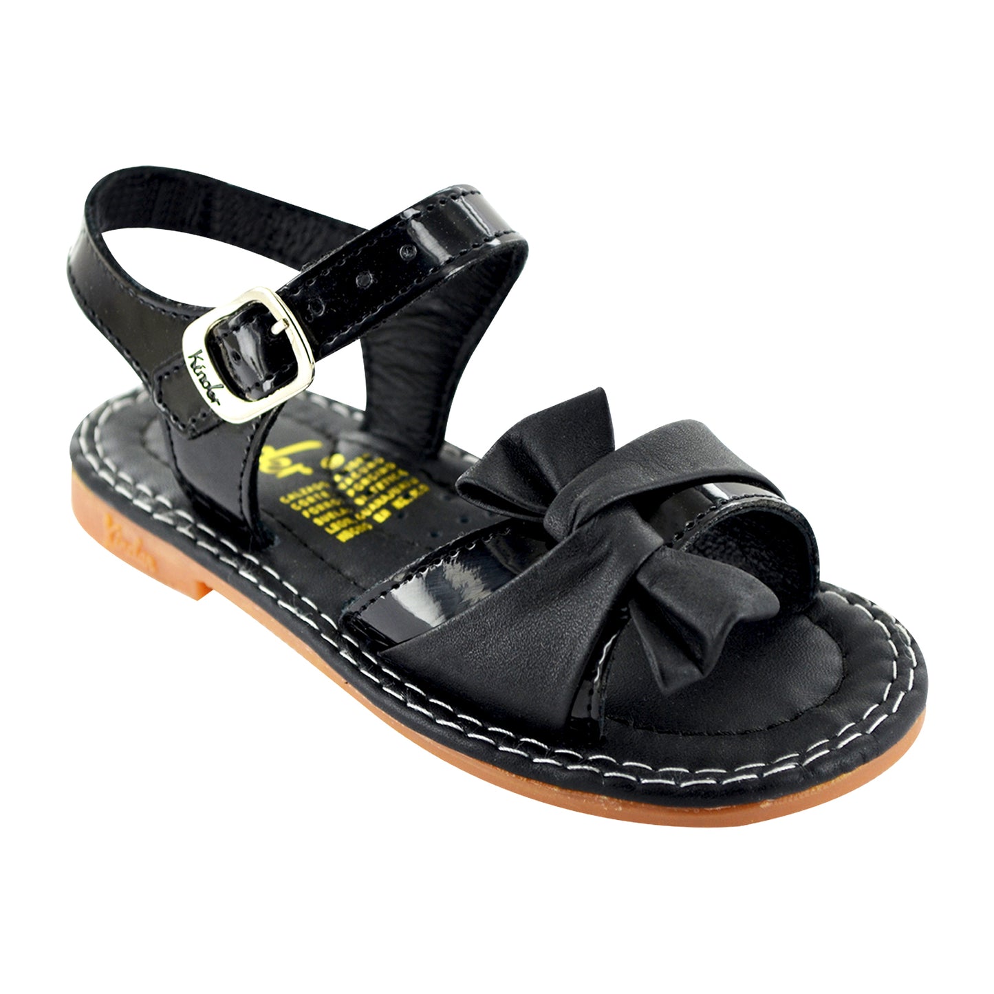 HUARACHE EN PIEL 6021 CHAROL NEGRO