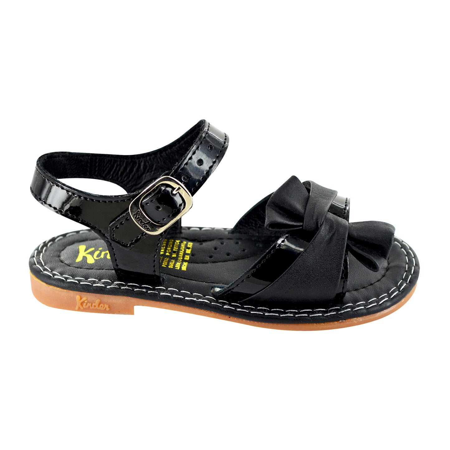 HUARACHE EN PIEL 6021 CHAROL NEGRO