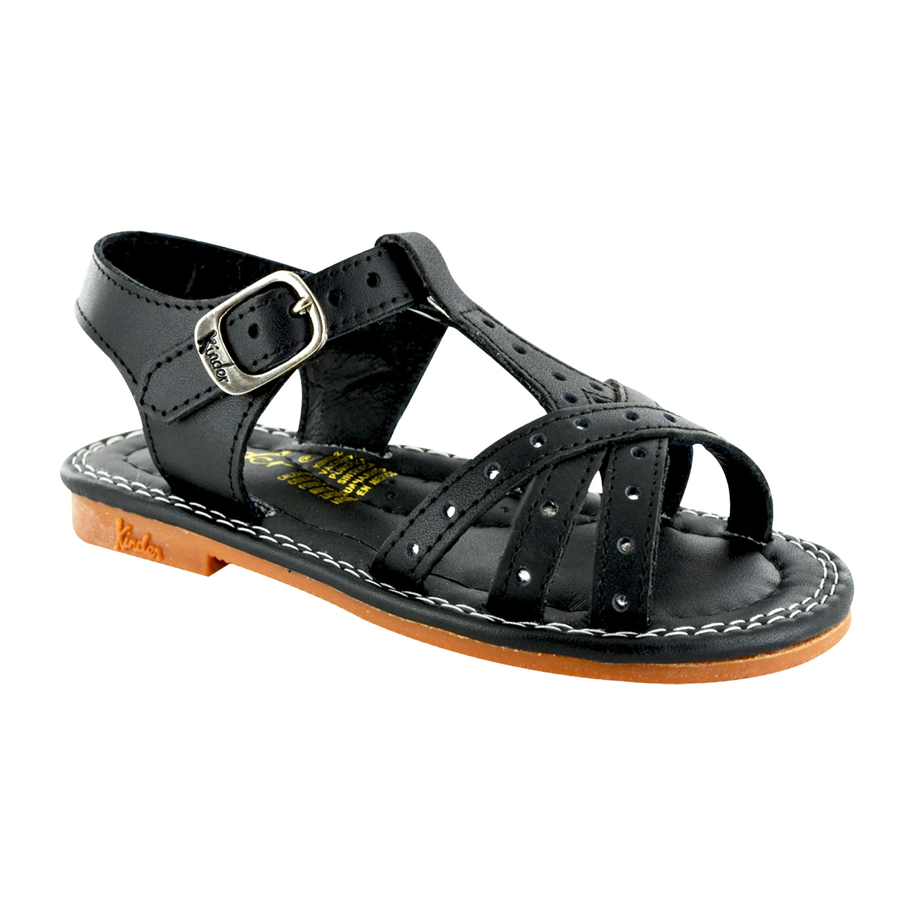 SANDALIA MIAMI 6076 Huarache Negro Plata para Nina Calzado Kinder