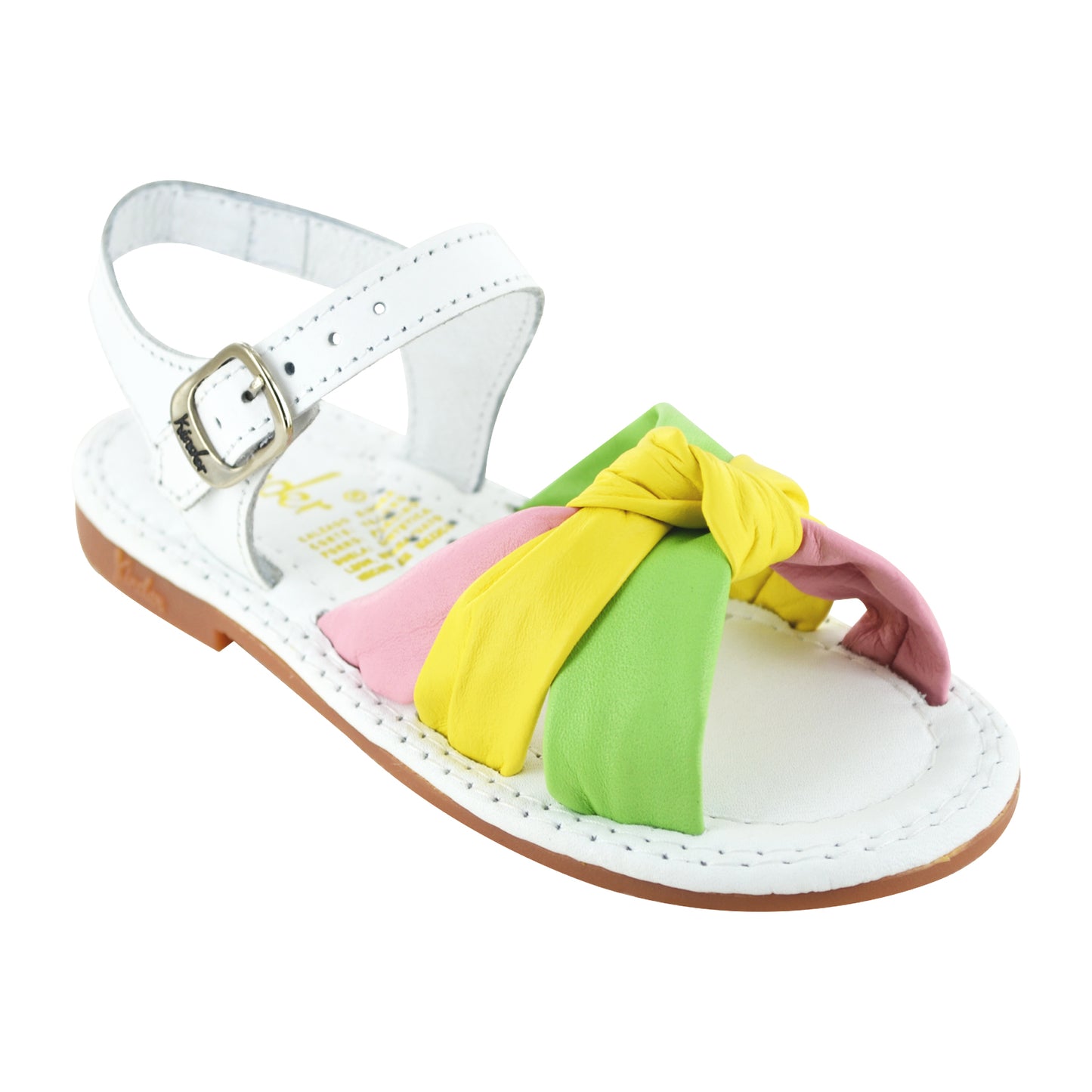 HUARACHE EN PIEL 6647 BLANCO MULTIPASTEL