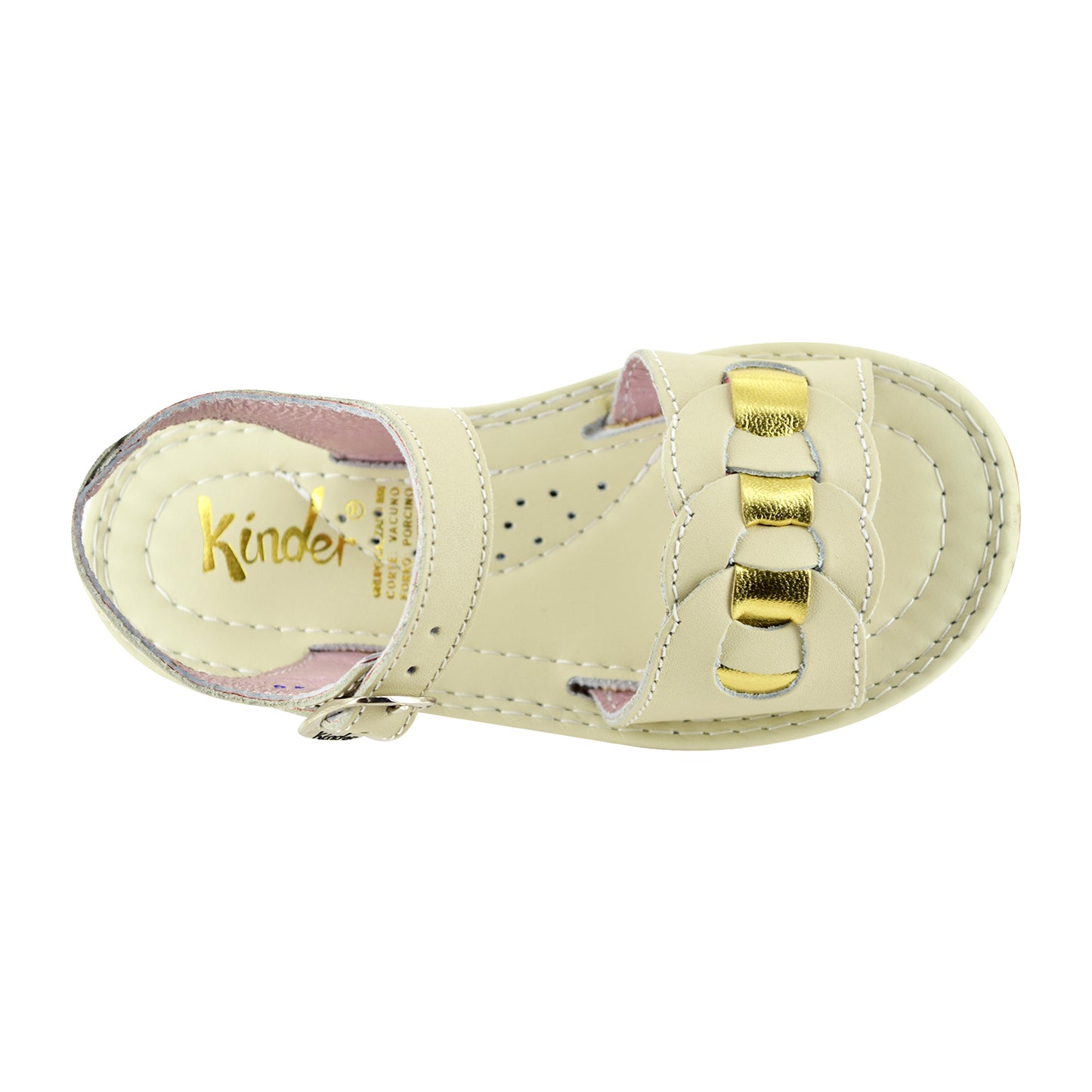 HUARACHE EN PIEL 6667 HUESO ORO
